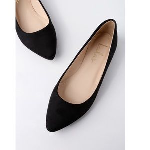 Lulus Holly Black Vegan Suede Flats